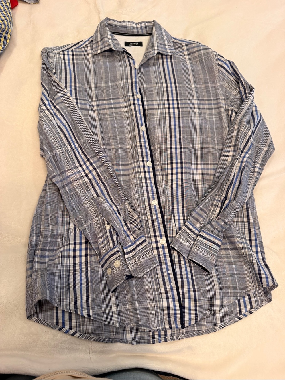 Arrow Men’s Light Blue and White Plaid Button-Down Shirt